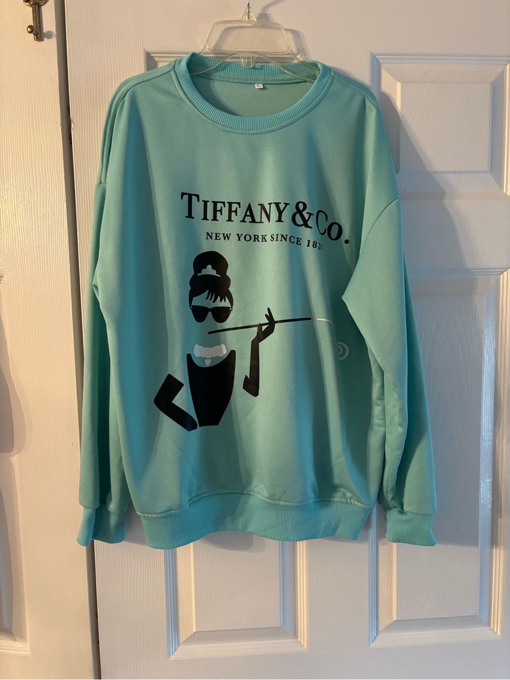 Tiffany & Co. Aqua Crewneck Sweatshirt with Black Graphic
